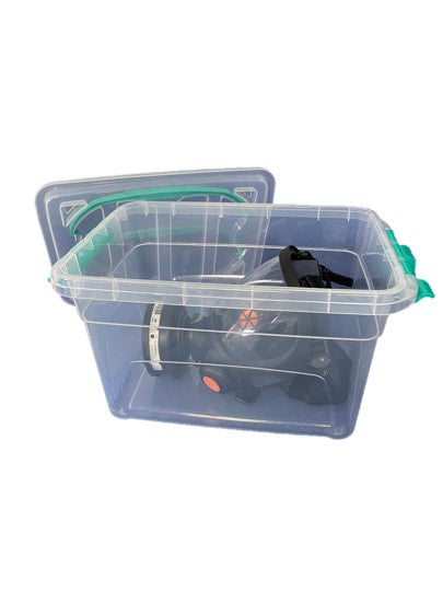 Full Face Mask Storage Box with Lid & Handles 13 Litre (clear)