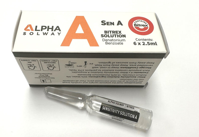 ALPHA SOLWAY SENA BITREX SENSITIVITY TEST A SOLUTION 2.5ML AMPOULE (BOX OF SIX)